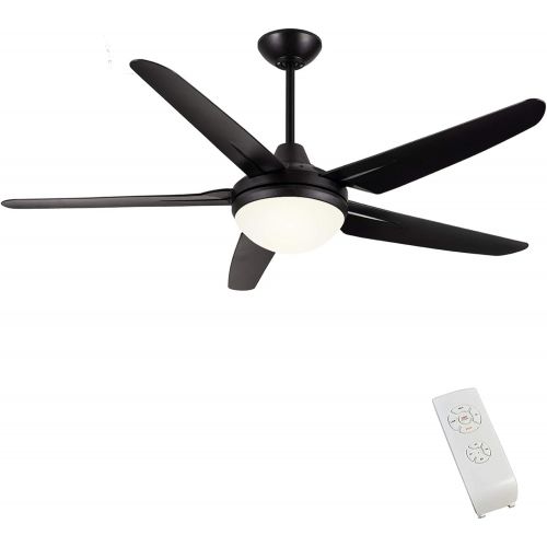  Ceiling Fan with Lights for Living Room, CJOY 53 Inch Modern Ceiling Fan with 5 Reversible Blades, 3000K, Remote Controls, Black