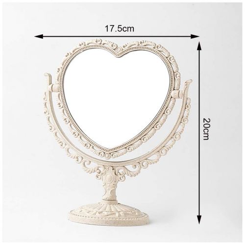  CJW Mirror CJW Heart-shaped double-sided makeup mirror dormitory European table mirror (Size : 17.5cmX20cm)