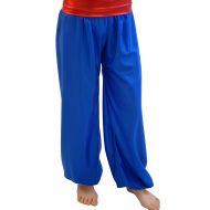 CL COSTUMES Dance-Stage-Panto-World Book Day-Prince-Aladdin-Genie Blue Harem/Genie Pants RED Waistband - All Childrens Sizes