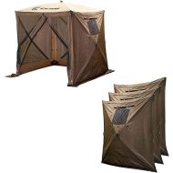 CLAM Quick Set Traveler 6 by 6 Foot Portable Pop Up Outdoor Camping Gazebo Screen Tent 4 Sided Canopy Shelter with Carry Bag and Wind Panel, Brown