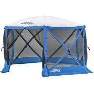 CLAM Quick-Set Escape Sport 11.5 x 11.5 Foot Portable Pop Up Outdoor Tailgating Screen Tent 6 Sided Canopy Shelter w/Stakes & Carry Bag, Blue