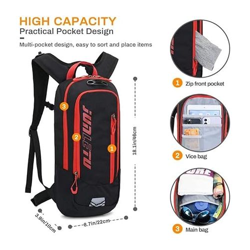  Clape Hydration Backpack with 2L Water Bladder, Small Mountain Bike Backpack Nylon Water Pack Lightweight Bicycle Daypack for Running, Hiking, Cycling, Camping