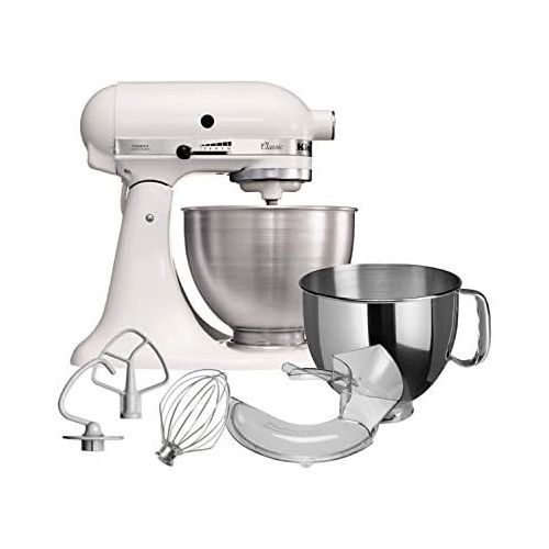  [아마존베스트]Kitchenaid Classic 5K45SSEWH with Splash Guard and Extra Bowl 4.8 L White