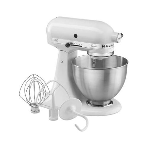  [아마존베스트]Kitchenaid Classic 5K45SSEWH with Splash Guard and Extra Bowl 4.8 L White