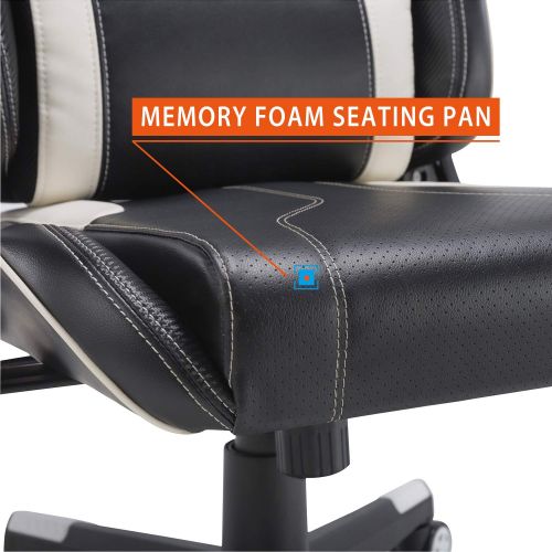  CLATINA Ergonomic Racing Office Chair Swivel Style with Adjustable PU Leather Back Support Lumbar Pillow Head and Arm Rest for Home Gaming