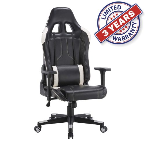  CLATINA Ergonomic Racing Office Chair Swivel Style with Adjustable PU Leather Back Support Lumbar Pillow Head and Arm Rest for Home Gaming