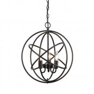 CLAXY Industrial Spherical Chandeliers 3 High Light Display Changeable Metal Cage Chain Pendant Fixture