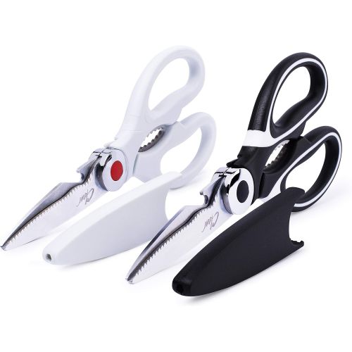  [아마존베스트]Kitchen Shears By Clear Style, Set of 2, Multipurpose Stainless Scissors-Steel Cooking Shears, Dishwasher Safe, Perfect For Preparing Beef, Chicken, Vegetables, Fish, and More, Bla