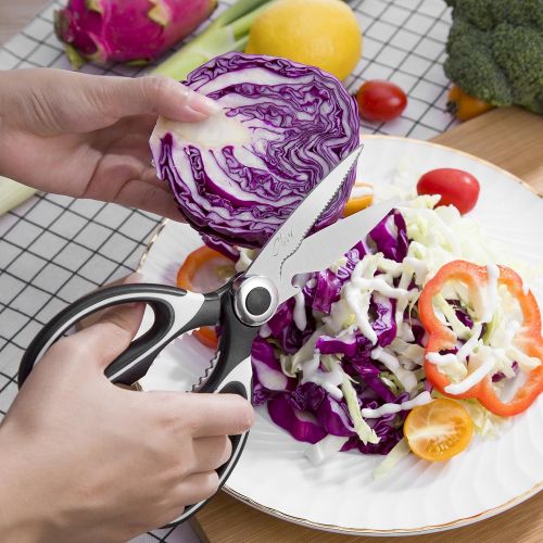  [아마존베스트]Kitchen Shears By Clear Style, Set of 2, Multipurpose Stainless Scissors-Steel Cooking Shears, Dishwasher Safe, Perfect For Preparing Beef, Chicken, Vegetables, Fish, and More, Bla