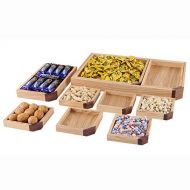 CLEAVE WAVES Creative Divided Fruit Plate Snacks Candy Dried Fruit Box Solid Wood Pallet Wooden Storage Box Set 7 Pieces