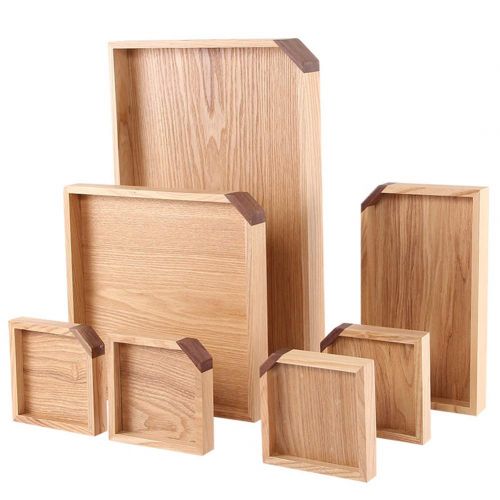  CLEAVE WAVES Creative Divided Fruit Plate Snacks Candy Dried Fruit Box Solid Wood Pallet Wooden Storage Box Set 7 Pieces