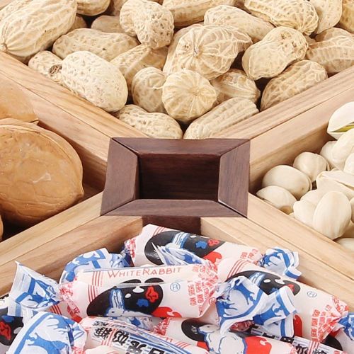  CLEAVE WAVES Creative Divided Fruit Plate Snacks Candy Dried Fruit Box Solid Wood Pallet Wooden Storage Box Set 7 Pieces