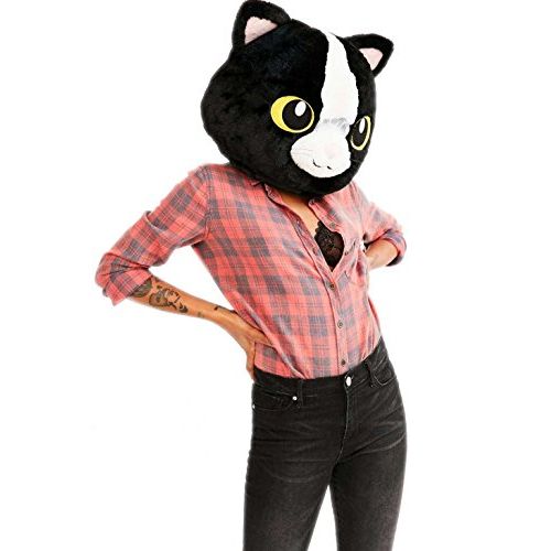  할로윈 용품Clever Idiots Inc Animal Head Mask - Plush Costume for Halloween Parties & Cosplay (Cat)