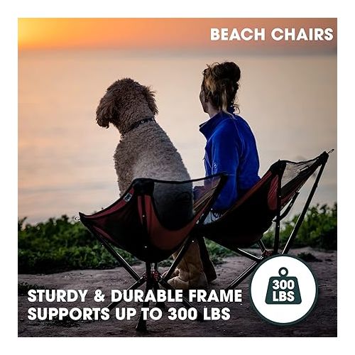  CLIQ Portable Chair - Lightweight Folding Chair for Camping - Supports 300 Lbs - Perfect for Outdoor Adventures - Red Chair