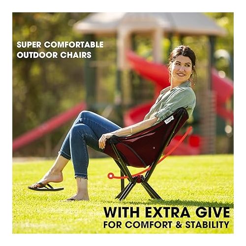  CLIQ Portable Chair - Lightweight Folding Chair for Camping - Supports 300 Lbs - Perfect for Outdoor Adventures - Red Chair