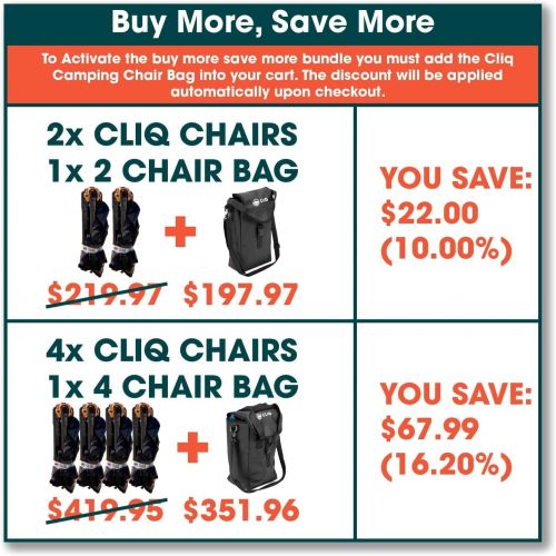  Cliq Camping Chair - Most Funded Portable Chair in Crowdfunding History. Bottle Sized Compact Outdoor Chair Sets up in 5 Seconds Supports 300lbs Aircraft Grade Aluminum