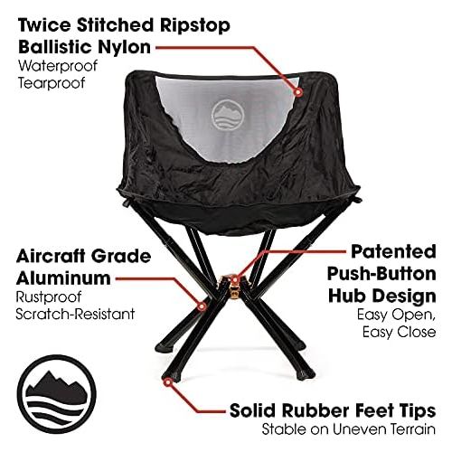  Cliq Camping Chair - Most Funded Portable Chair in Crowdfunding History. Bottle Sized Compact Outdoor Chair Sets up in 5 Seconds Supports 300lbs Aircraft Grade Aluminum