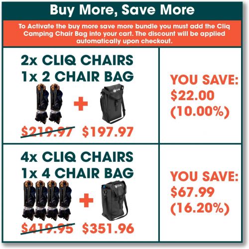  2 Chair Bag for Cliq Camping Chairs Carry Bag for Cliq Folding Chairs and Beach Chairs (1 Bag)