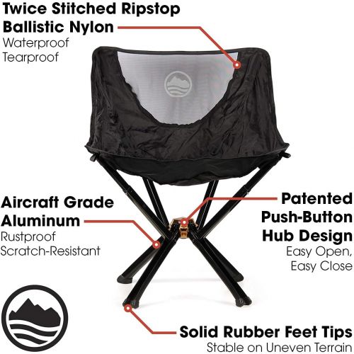  Cliq Camping Chair - Most Funded Portable Chair in Crowdfunding History. Bottle Sized Compact Outdoor Chair Sets up in 5 Seconds Supports 300lbs Aircraft Grade Aluminum