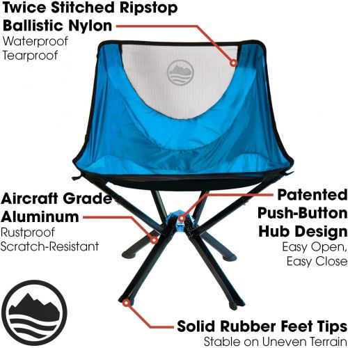  Cliq Camping Chair - Most Funded Portable Chair in Crowdfunding History. Bottle Sized Compact Outdoor Chair Sets up in 5 Seconds Supports 300lbs Aircraft Grade Aluminum