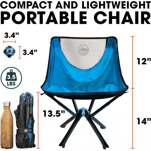  Cliq Camping Chair - Most Funded Portable Chair in Crowdfunding History. Bottle Sized Compact Outdoor Chair Sets up in 5 Seconds Supports 300lbs Aircraft Grade Aluminum