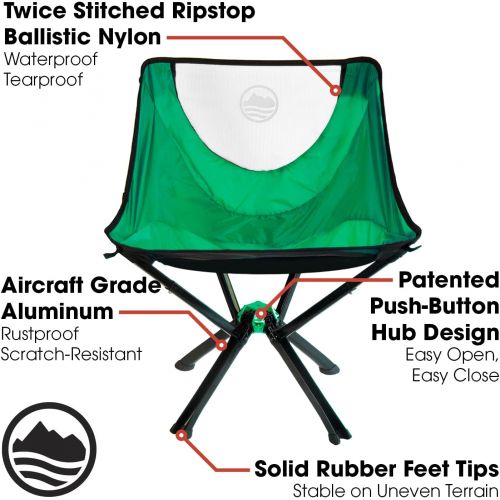  Cliq Camping Chair - Most Funded Portable Chair in Crowdfunding History. Bottle Sized Compact Outdoor Chair Sets up in 5 Seconds Supports 300lbs Aircraft Grade Aluminum