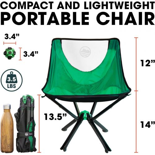  Cliq Camping Chair - Most Funded Portable Chair in Crowdfunding History. Bottle Sized Compact Outdoor Chair Sets up in 5 Seconds Supports 300lbs Aircraft Grade Aluminum