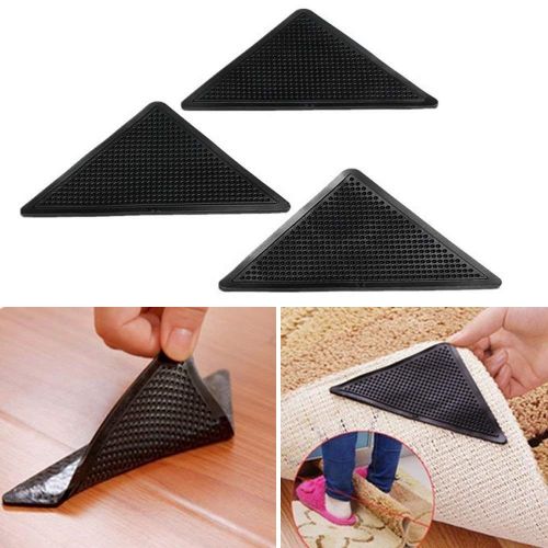  CLKJYF 4pcs Silicone Rug Carpet Mat Grippers No Slip Anti Curling Pad Anchors Stickers Grip Hardwood Floor