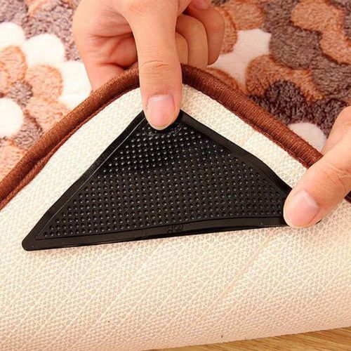  CLKJYF 4pcs Silicone Rug Carpet Mat Grippers No Slip Anti Curling Pad Anchors Stickers Grip Hardwood Floor