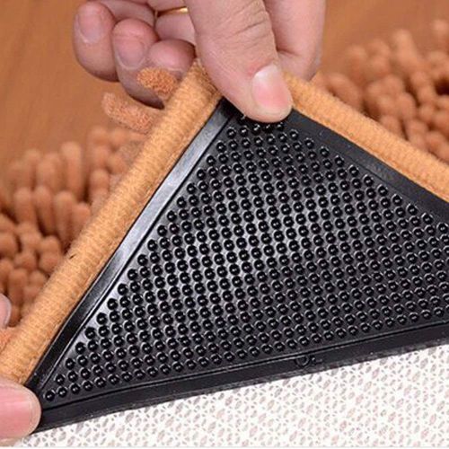  CLKJYF 4pcs Silicone Rug Carpet Mat Grippers No Slip Anti Curling Pad Anchors Stickers Grip Hardwood Floor