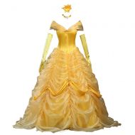 CLLMKL Adult Princess Belle Costume Beauty and The Beast Cosplay Dress