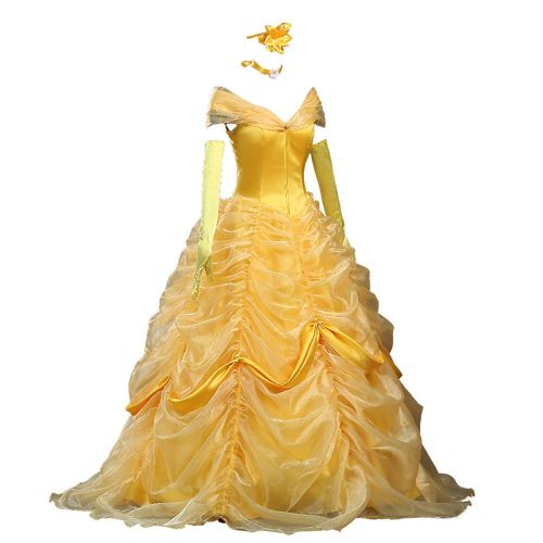  CLLMKL Adult Princess Belle Costume Beauty and The Beast Cosplay Dress