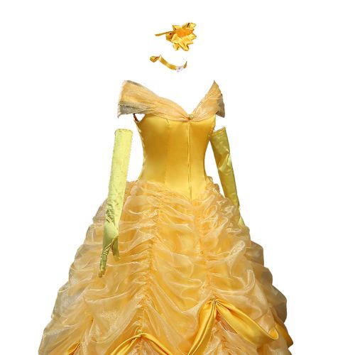  CLLMKL Adult Princess Belle Costume Beauty and The Beast Cosplay Dress