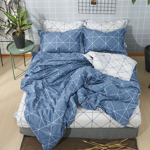  CLOTHKNOW Big Checker Duvet Cover Sets Boys Full/Queen Quilt Cover Cotton Modern Comforter Cover Geometric 1 Duvet Cover 2 Pillowcases no Comforter