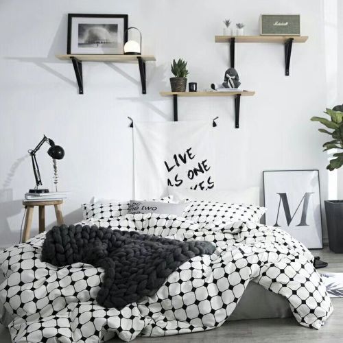  CLOTHKNOW Big Checker Duvet Cover Sets Boys Full/Queen Quilt Cover Cotton Modern Comforter Cover Geometric 1 Duvet Cover 2 Pillowcases no Comforter