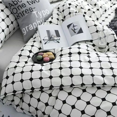  CLOTHKNOW Big Checker Duvet Cover Sets Boys Full/Queen Quilt Cover Cotton Modern Comforter Cover Geometric 1 Duvet Cover 2 Pillowcases no Comforter