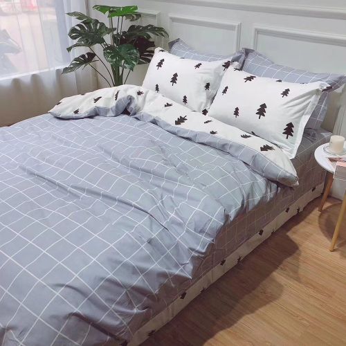  CLOTHKNOW Big Checker Duvet Cover Sets Boys Full/Queen Quilt Cover Cotton Modern Comforter Cover Geometric 1 Duvet Cover 2 Pillowcases no Comforter