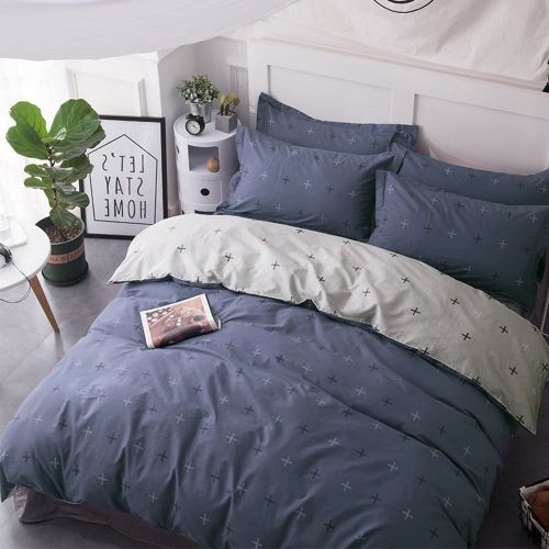  CLOTHKNOW Big Checker Duvet Cover Sets Boys Full/Queen Quilt Cover Cotton Modern Comforter Cover Geometric 1 Duvet Cover 2 Pillowcases no Comforter