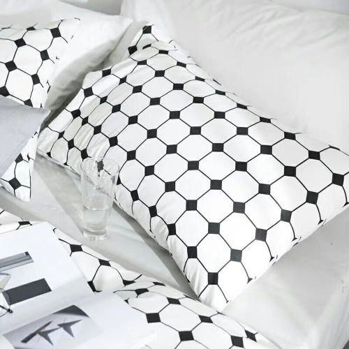  CLOTHKNOW Big Checker Duvet Cover Sets Boys Full/Queen Quilt Cover Cotton Modern Comforter Cover Geometric 1 Duvet Cover 2 Pillowcases no Comforter