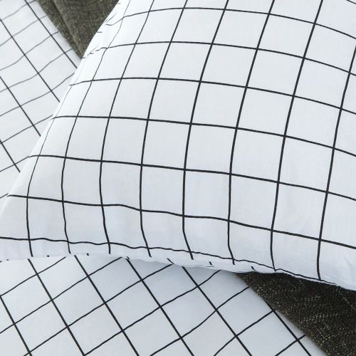  CLOTHKNOW Big Checker Duvet Cover Sets Boys Full/Queen Quilt Cover Cotton Modern Comforter Cover Geometric 1 Duvet Cover 2 Pillowcases no Comforter