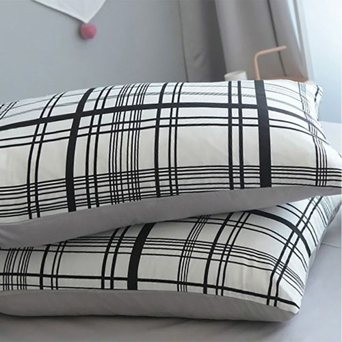  CLOTHKNOW Grid Duvet Cover Sets Queen/Full White Black Bedding Sets for Boys Checkered 100 Cotton Set of 3-1 Duvet Cover Zipper Closure 2 Envelope Pillow Shams Standard NO Comforte