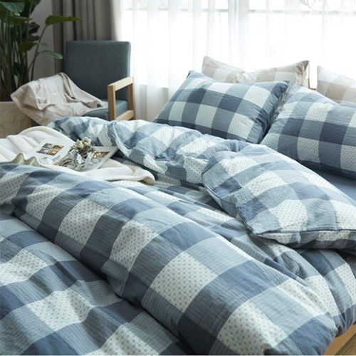  CLOTHKNOW Checker Duvet Cover Sets Grey Full/Queen Quilt Cover Geometric Pattern Bedding Cover Sets Reversible for Boys Men Durable 1 Duvet Cover 2 Pillowcases no Comforter