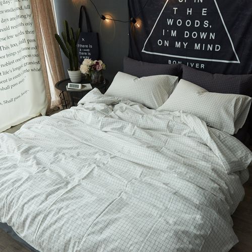  CLOTHKNOW Checker Duvet Cover Sets Grey Full/Queen Quilt Cover Geometric Pattern Bedding Cover Sets Reversible for Boys Men Durable 1 Duvet Cover 2 Pillowcases no Comforter