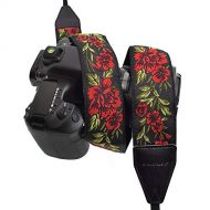 CLOUDMUSIC Camera Strap Jacquard Weave Neck Strap For Girls Men Women Floral Series (Red Roses)