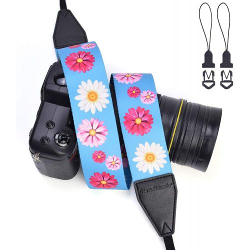  CLOUDMUSIC Camera Strap Jacquard Weave Neck Strap For Girls Men Women Floral Series(Colorful Daisy)