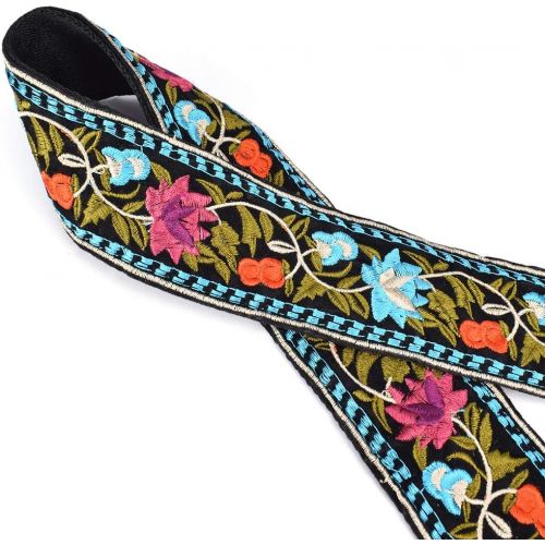  CLOUDMUSIC Camera Strap Jacquard Weave Neck Strap For Women Girls Men With Floral Vintage Series (Blue Red Flowers)