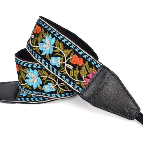  CLOUDMUSIC Camera Strap Jacquard Weave Neck Strap For Women Girls Men With Floral Vintage Series (Blue Red Flowers)