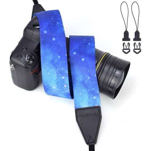  CLOUDMUSIC Camera Strap Jacquard Weave Neck Strap For Girls Men Women Floral Series(Blue Galaxy)