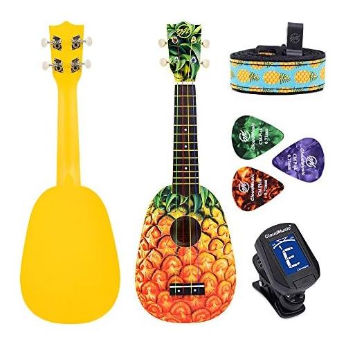  CLOUDMUSIC Ukulele Soprano High Gloss With Aquila Color Kids Educational Strings(Light Blue)