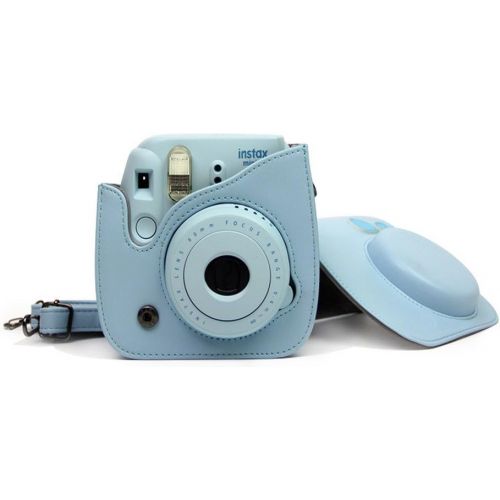  CLOVER 7 in 1 Accessory Bundles Set for Fujifilm Instax Mini 8 Instant Camera (Blue Bow Case Bag/Album/Colorful Filter/Close-Up Lens/Wall Hanging Frame/Photo Frame/Sticker Borders)